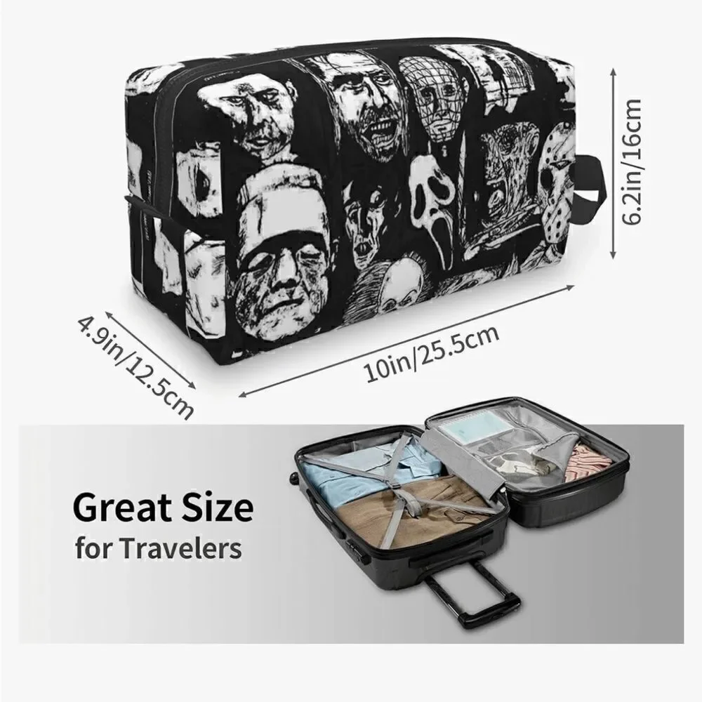 Unisex Cosmetic Bags Horror Icons Makeup Pouch Travel Toiletry Storage Bag